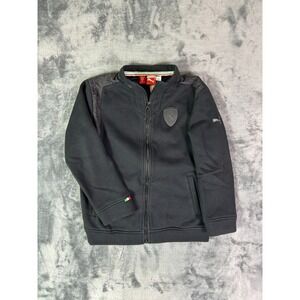 VTG Puma Ferrari Boys Scuderia Track‎ Jacket Size S Black Full Zip Italy Flag